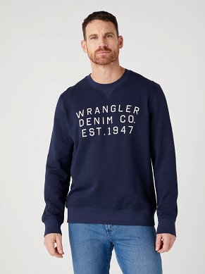 Bluza Męska Wrangler Graphic Crew Sweat Navy W646HA114