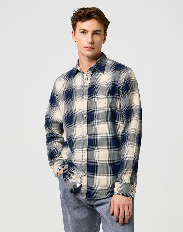 Koszula Męska Wrangler 1 Pkt Indigo Shirt Dusty Blue 112371651