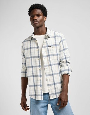 Koszula Męska Lee Leesure Shirt Ecru Indigo Plaid 112370459