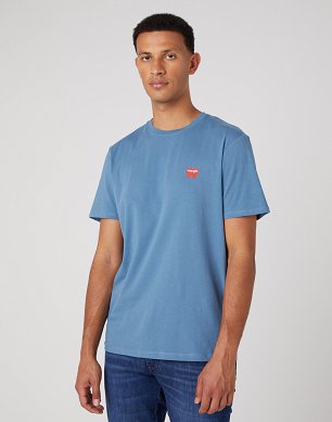 T-shirt Męski Wrangler Sign Off Tee Captains Blue W70MD384Z