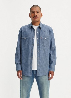 Koszula Męska Levi`s® Barstow Standard Fit Western Shirt Grant Mid Blue Chambray 85744-0067