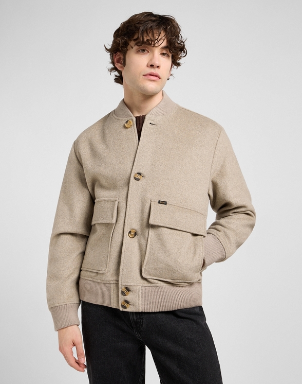 Kurtka Męska Lee Wool Bomber Jacket Warm Gray Heather 112371317