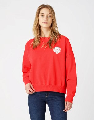 Bluza Damska Wrangler Relaxed Sweatshirt Poppy Red W6V0H1XJR