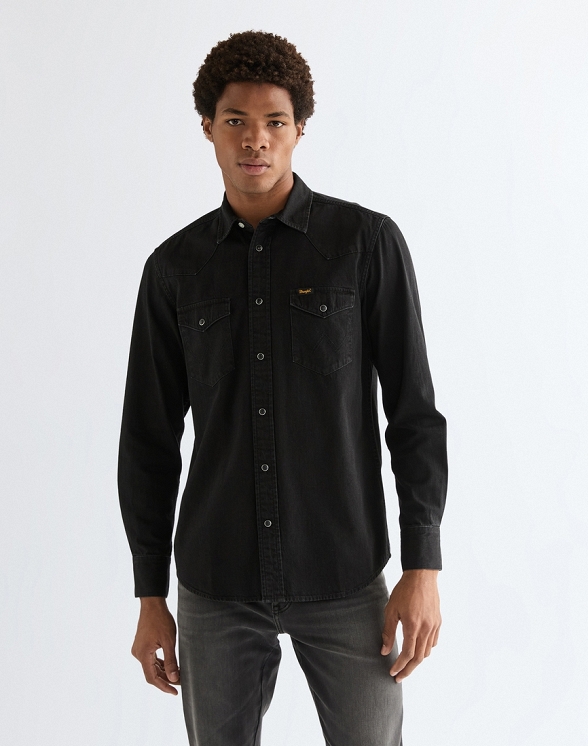 Koszula Męska Wrangler Western Shirt Rinse Black 112378427