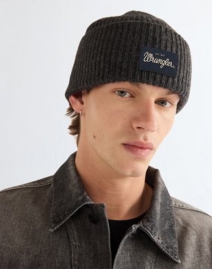 Czapka Męska Wrangler Ribbed Wool Beanie Dark Grey 112388220
