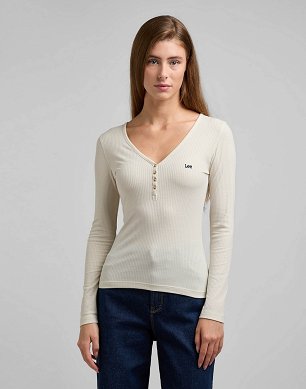 Koszulka Damska Lee Ls Henley Ecru L40FIPDN