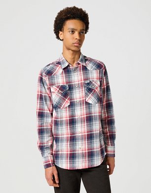 Koszula Męska Wrangler Western Shirt Red Blue 112357243