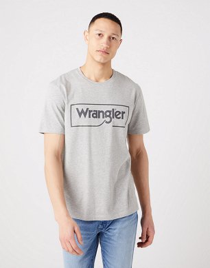 T-shirt Męski Wrangler Frame Logo Tee Mid Grey Melee W70JD3X37