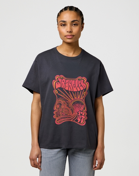 Koszulka Damska Wrangler Girlfriend Tee Faded Black 112373022