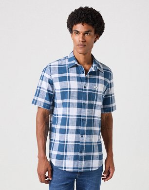 Koszula Męska Wrangler Ss 1 Pkt Shirt Blue 112350498
