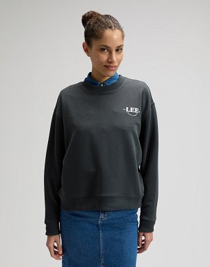 Bluza Damska Lee Logo Crew Sws Washed Black 112377768
