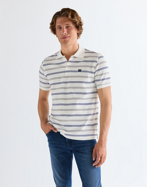 Koszulka Męska Wrangler Stripe Polo Shirt Worn White 112378958