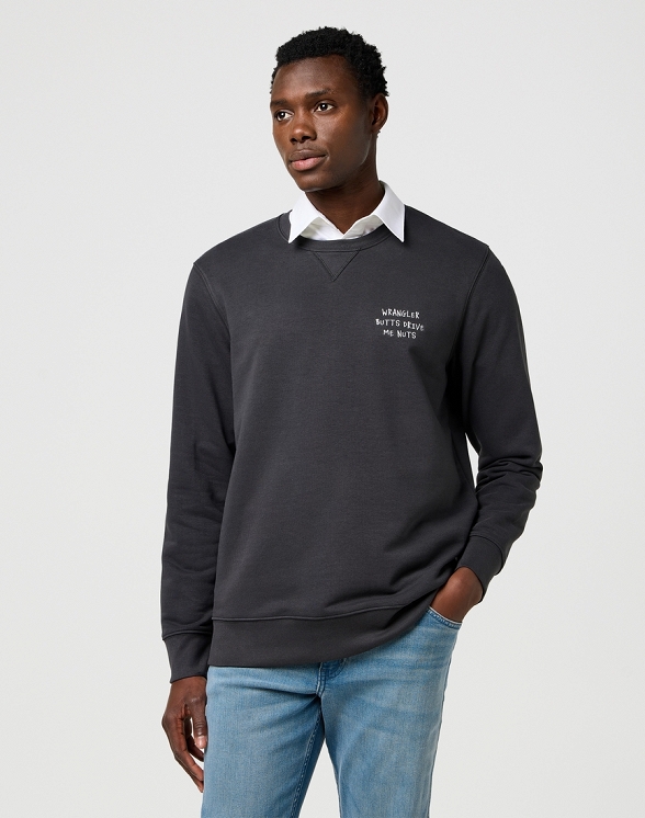 Bluza Męska Wrangler Embroidery Crew Faded Black 112371518