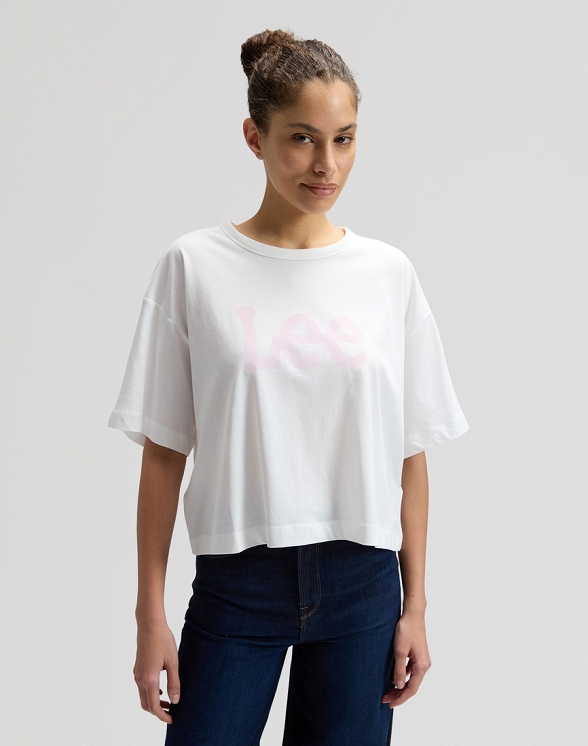 Koszulka Damska Lee Ss Cropped Tee Bright White 112377781