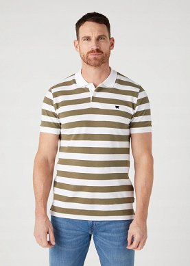T-shirt Męski Wrangler Stripe Polo Shirt White W7CDMH989