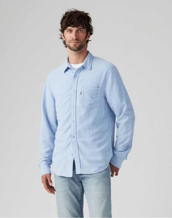 Koszula Męska Levi`s® Sunset Pocket Standard Fit Cotton Linen Shirt Chambray Blue 85746-0182