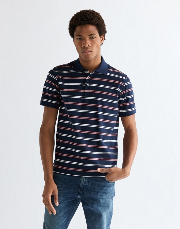 Koszulka Męska Wrangler Stripe Polo Shirt Navy 112378537