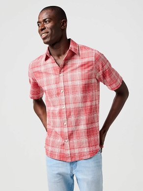 Koszula Męska Wrangler Ss Shirt Red 112364053