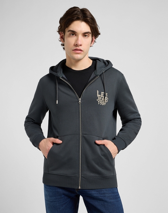 Bluza Męska Lee Elevated Ess Zip Hoodie Washed Black 112371841