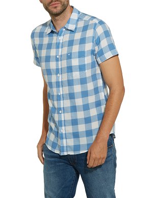 Koszula Męskie Wrangler SS 1PKT Shirt RIVIERA Blue W5881OR7S