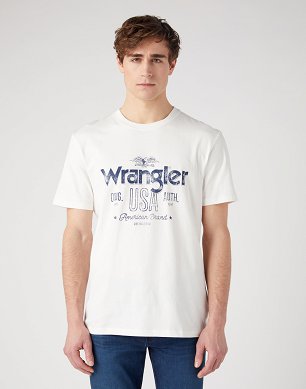 T-shirt Męski Wrangler Americana Tee Worn White W70PEEW02