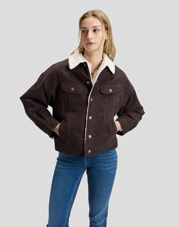 Kurtka Damska Lee Relaxed Sherpa Rider Jkt Chocolate Torte 112385717