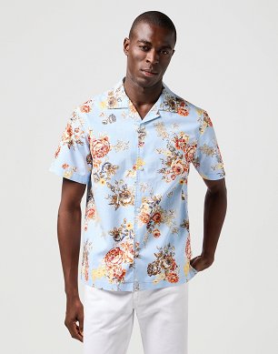 Koszula Męska Wrangler Ss Resort Shirt Blue Floral 112362761