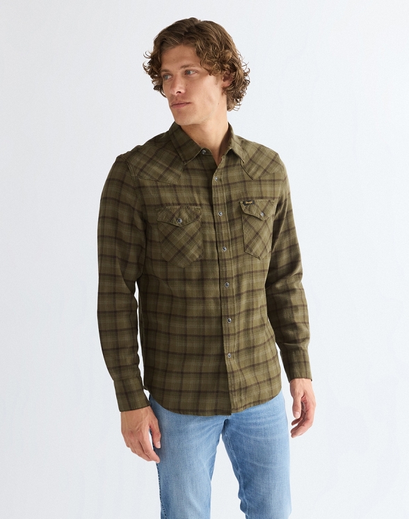 Koszula Męska Wrangler Western Shirt Olive Night 112386996