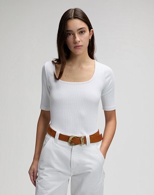 Koszulka Damska Lee Ss Squared Neck Bright White 112377002