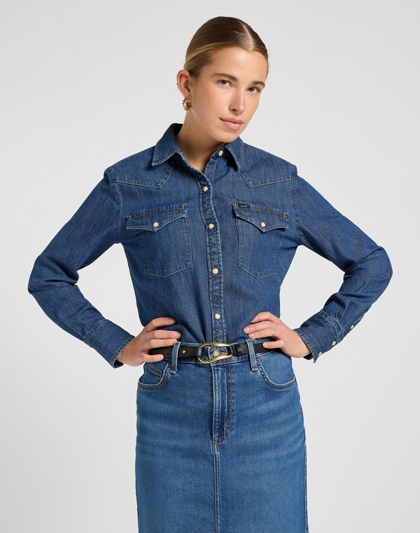 Koszula Damska Lee Regular Western Shirt Denim Stacks 112370983