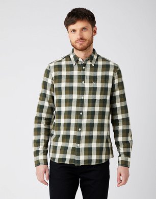 Koszula Męska Wrangler Ls 1 Pkt Shirt Ivy Green W5M9T2XIX
