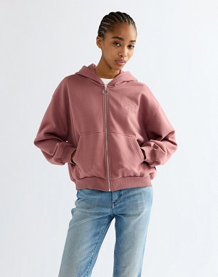Bluza Damska Wrangler Oversized Zip Up Rose Brown 112386836