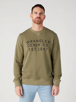Bluza Męska Wrangler Graphic Crew Sweat Deep Lichen Gree W646HAX1X