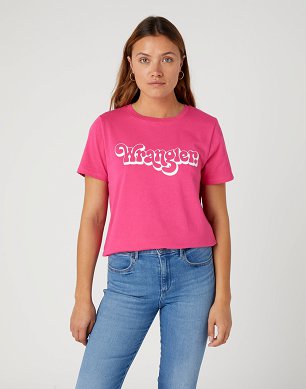 T-shirt Damski Wrangler Regular Tee Fuchsia Rose W7N4D3P62