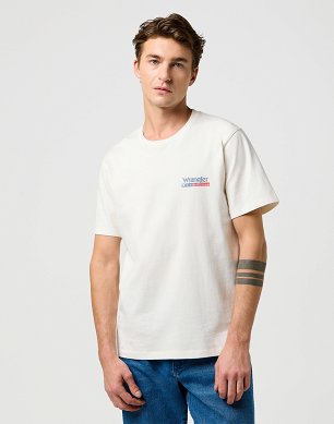 Koszulka Męska Wrangler Small Americana Tee Worn White 112371409