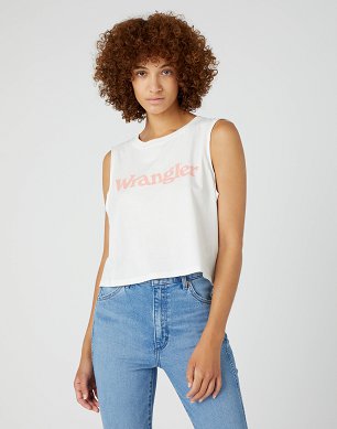 T-shirt Damski Wrangler Sleeveless Tee Worn White W7FED3W02