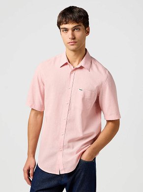 Koszula Męska Wrangler Ss 1 Pkt Shirt Silver Pink 112362676