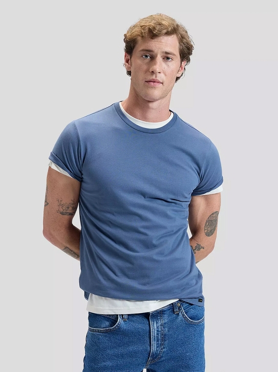 Koszulka Męska Lee Twin Pack Crew Academy Blue Natural 112376923