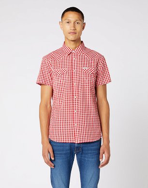 Koszula Męska Wrangler Ss Western Shirt Tomato W5J04MX57