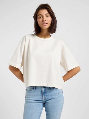 Koszulka Damska Lee Cropped Boxy Tee Ecru 112363847
