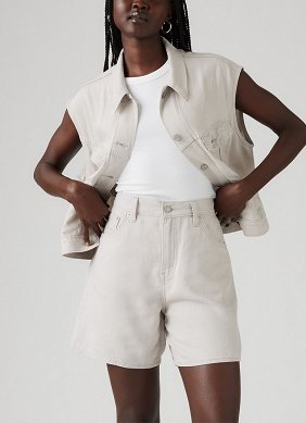 Szorty Damskie Levi`s® High Rise Baggy Cotton Linen Crystal Gray Linen A9311-0018