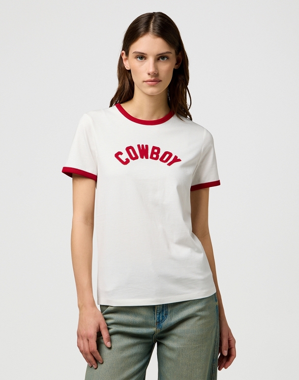 Koszulka Damska Wrangler Ringer Tee Worn White 112370757