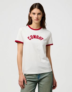 Koszulka Damska Wrangler Ringer Tee Worn White 112370757