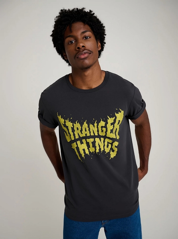 Koszulka Męska Wrangler Stranger Things Tee Washed Black 112378547
