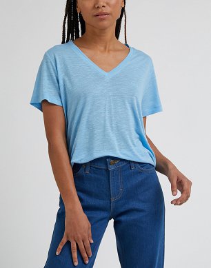 T-shirt Damski Lee V Neck Tee Shasta Blue L41JENA32