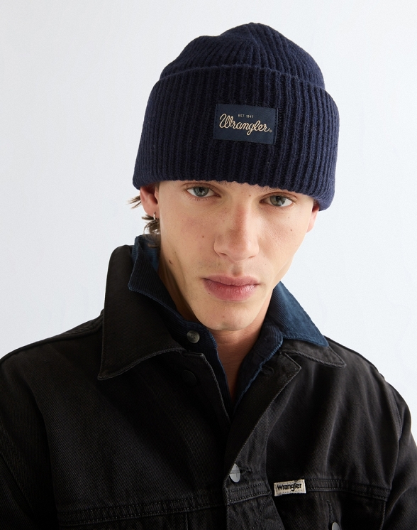 Czapka Męska Wrangler Ribbed Wool Beanie Navy 112388221