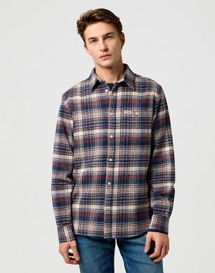 Koszula Męska Wrangler Brushed 1 Pkt Shirt Navy Birch 112371556