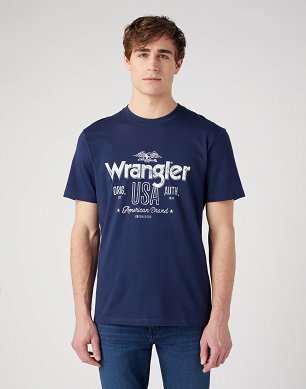 T-shirt Męski Wrangler Americana Tee Navy W70PEE114