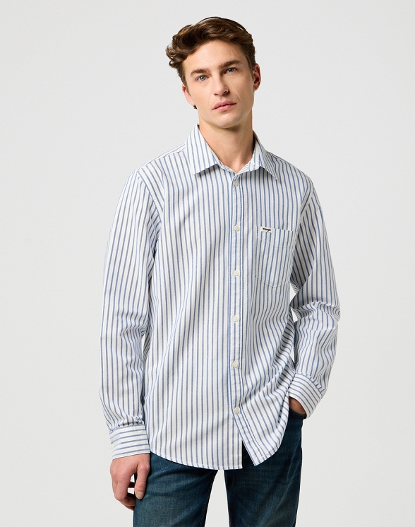 Koszula Męska Wrangler 1 Pkt Shirt Blue Oxford 112372981