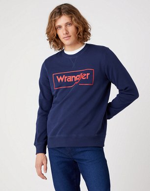 Bluza Męska Wrangler Frame Logo Crew Navy W662HA114